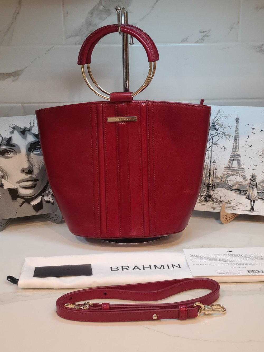 Brahmin Mod Bowie Lava Topsail Red Crossbody Satchel Pristine